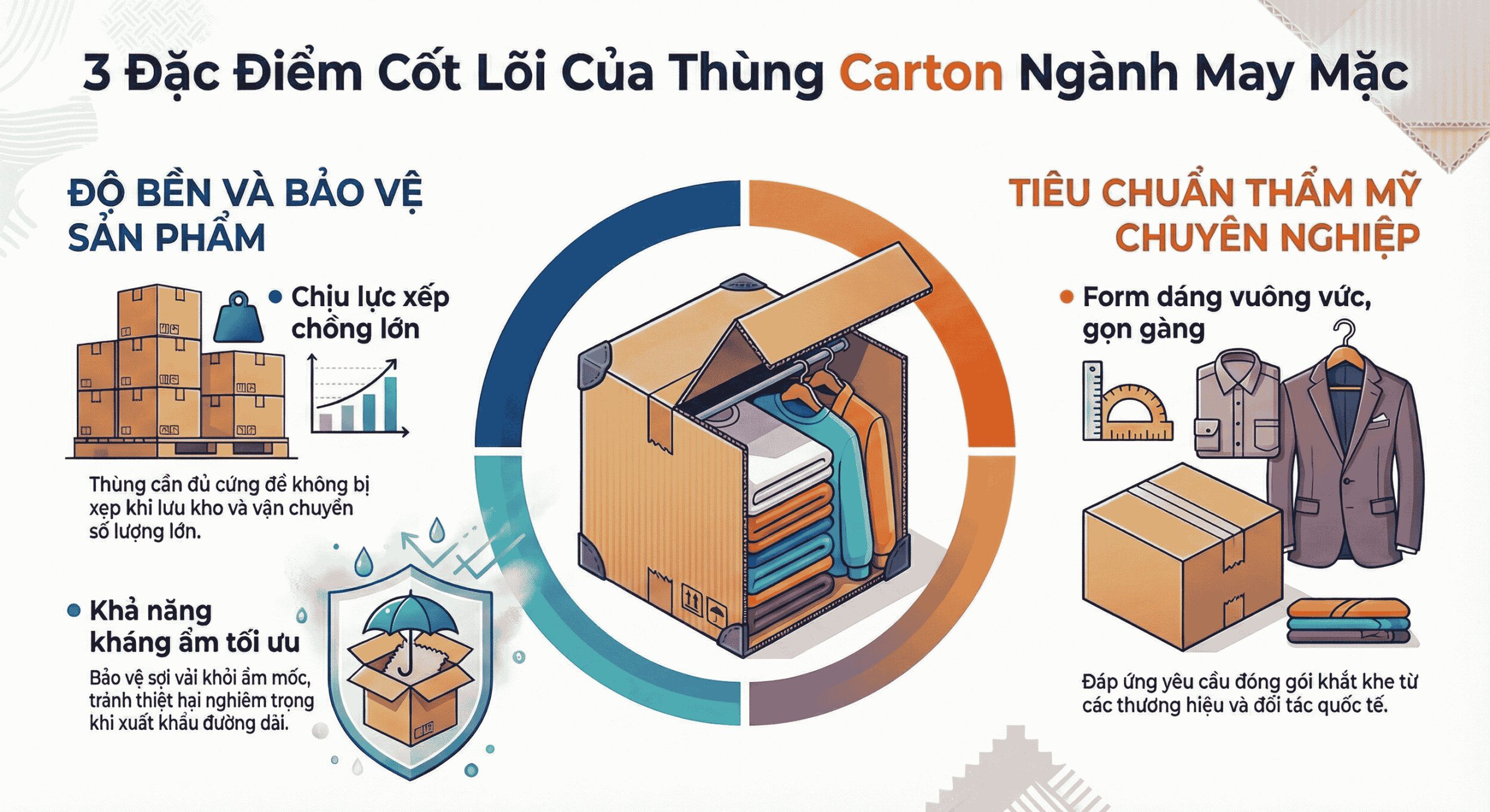 đặc thù thùng carton ngành may mặc