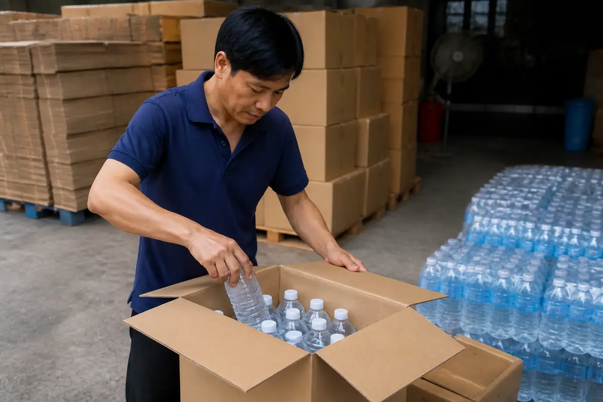 Thùng Carton Đựng Nước Uống Đóng Chai: Kích Thước, Sóng, Chất Liệu
