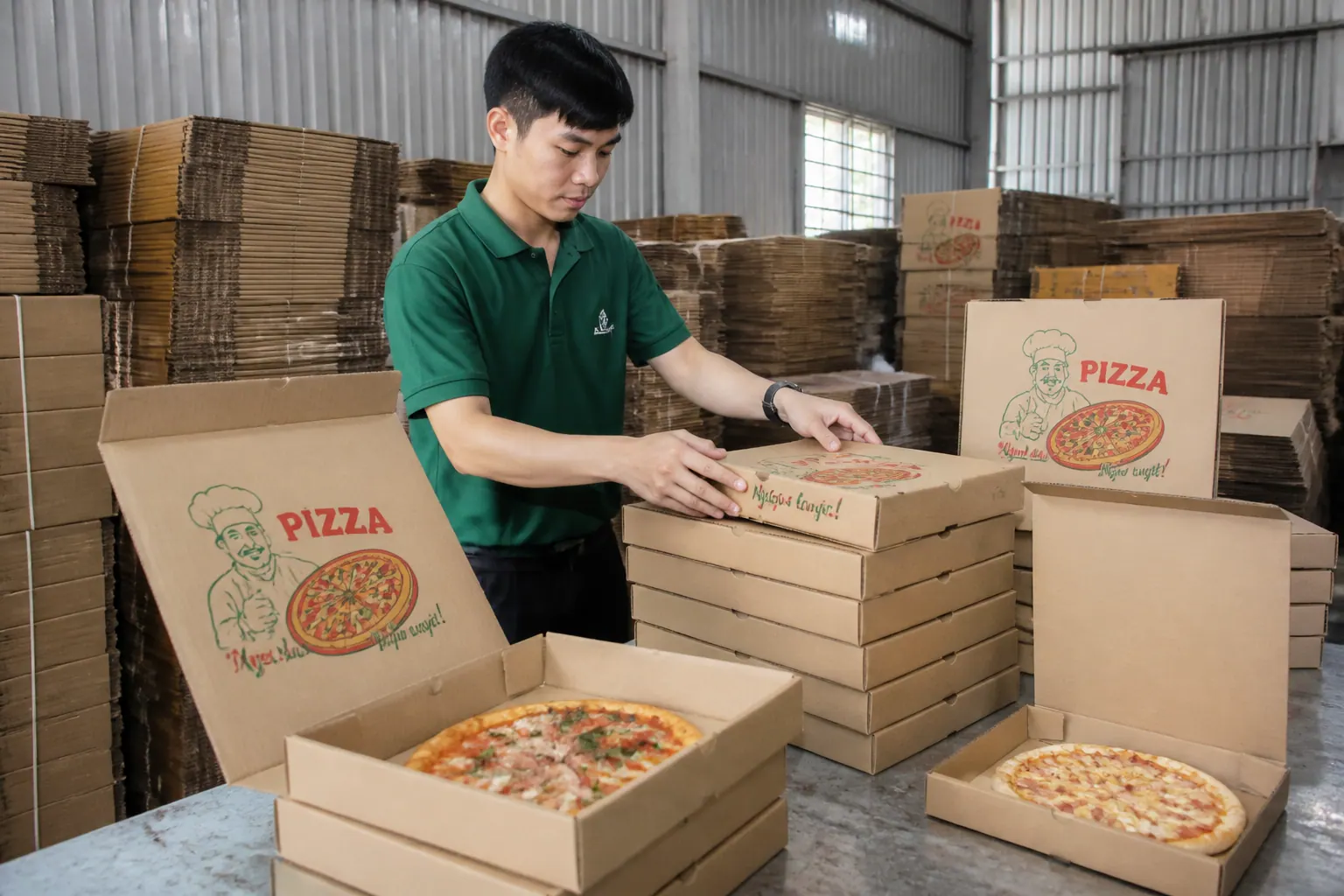 Bắc Trường Sơn - Địa chỉ cung cấp hộp carton pizza chất lượng - hộp carton đựng pizza