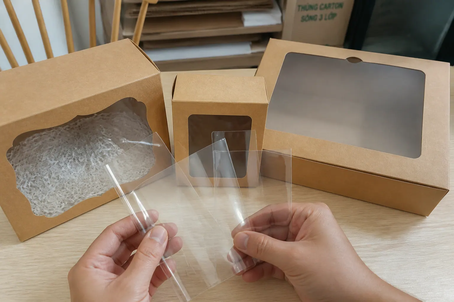 Màng Nhựa Trong Suốt – PVC, PET, PP | hộp carton có cửa sổ Màng Nhựa Trong Suốt – PVC, PET, PP - hộp carton có cửa sổ