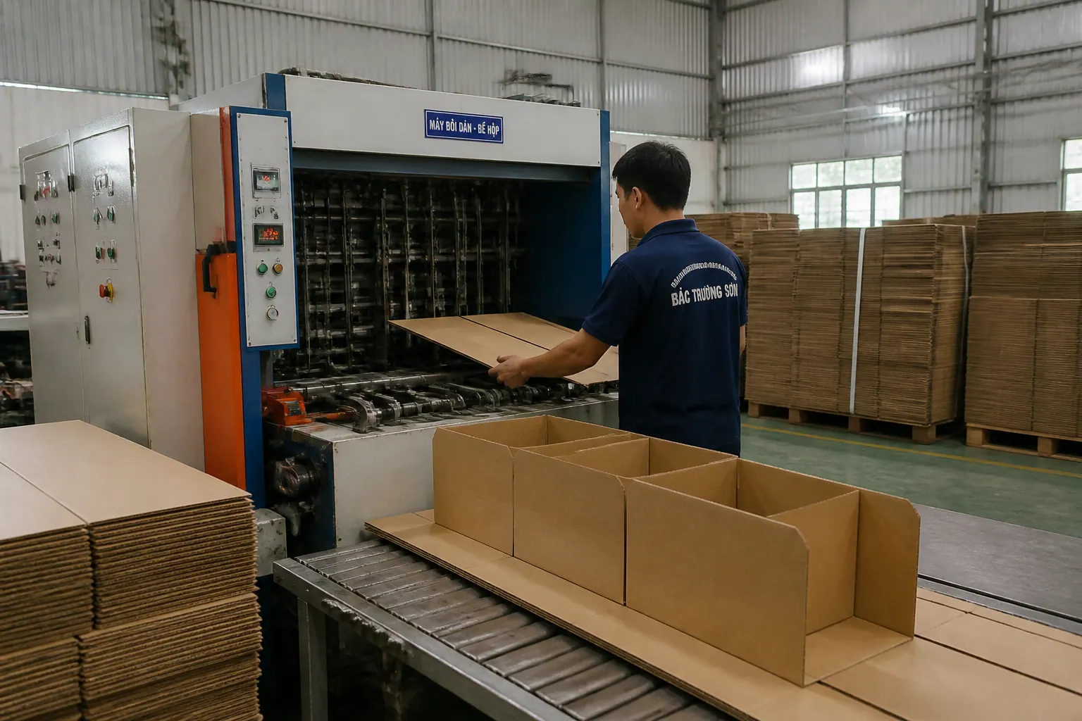 Quy Trình Sản Xuất Tại Bắc Trường Sơn - hộp carton nắp gài