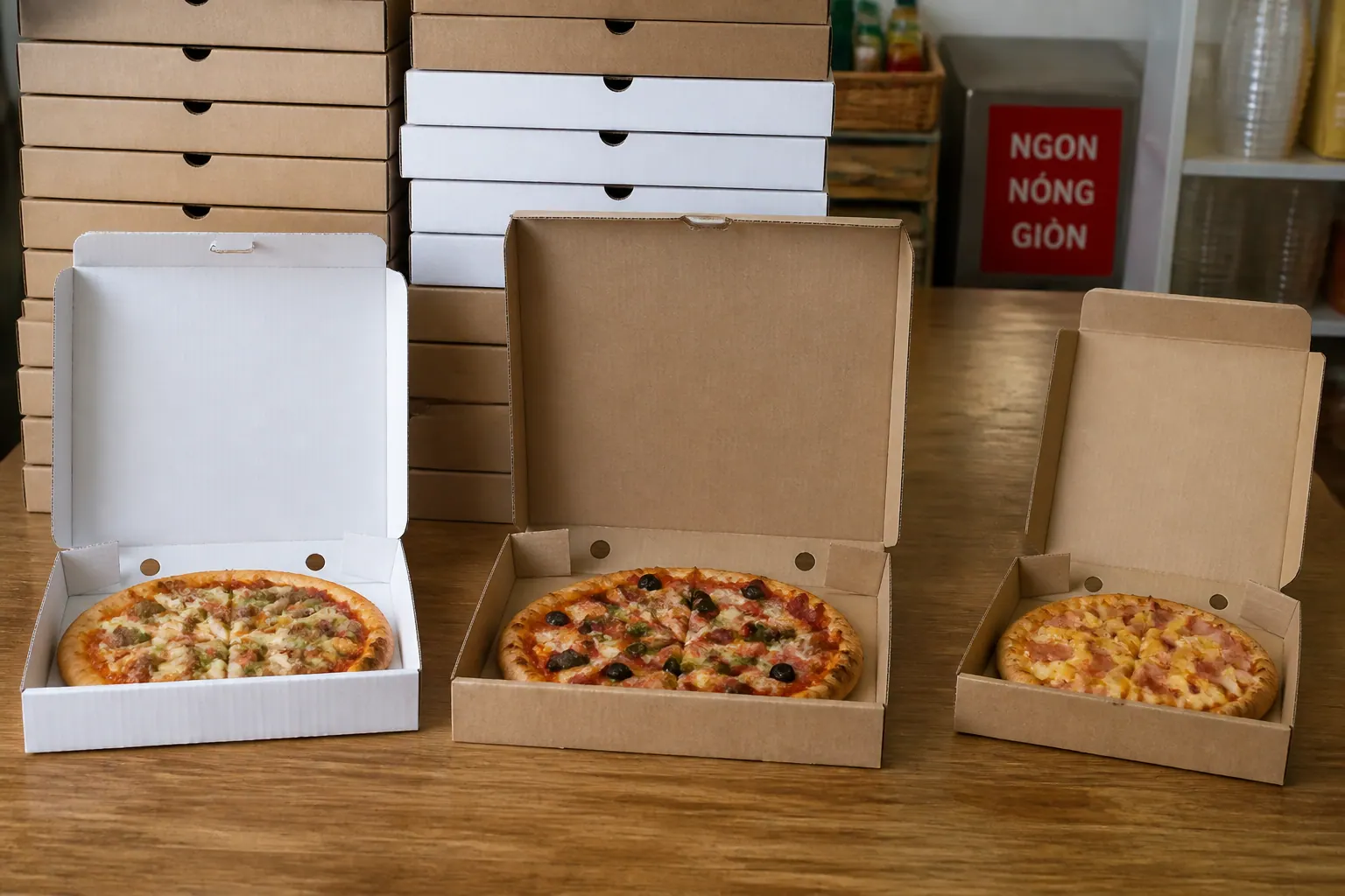 Theo chất liệu - hộp carton đựng pizza