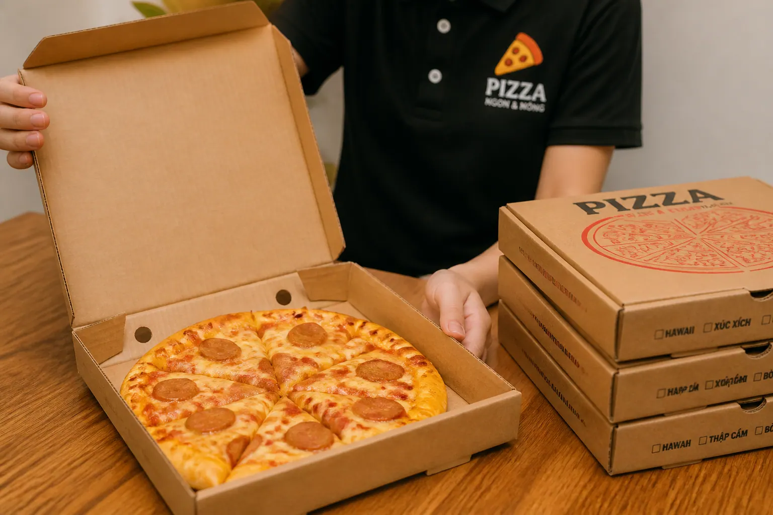 Vì sao hộp carton là lựa chọn tối ưu cho pizza? - hộp carton đựng pizza